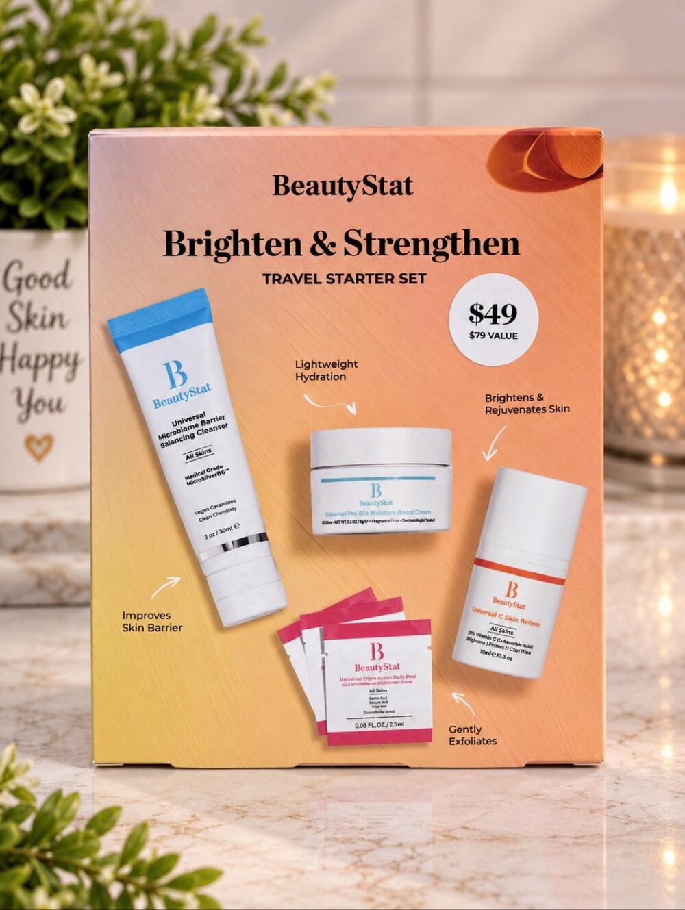 BeautyStat Brighten & Strengthen Travel Starter Set New $79 Value